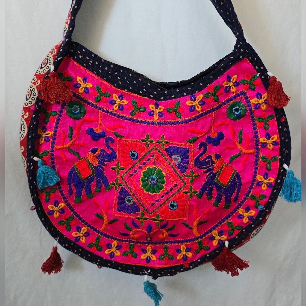 Tribe Azure Handcrafted Fair Trade Embroidered Boho Festival Crossbody Bag